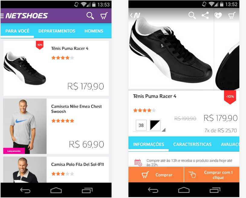 primeira compra app netshoes