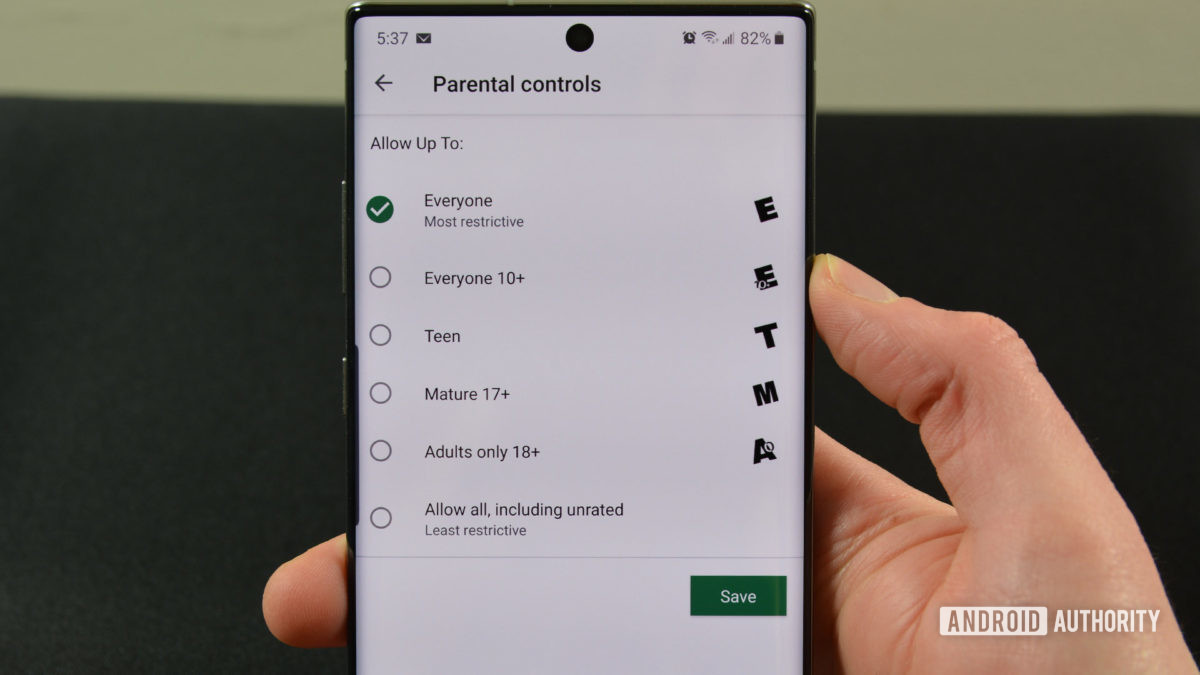 Controles parentais do Google Play 3 Controles parentais do Google Play 3