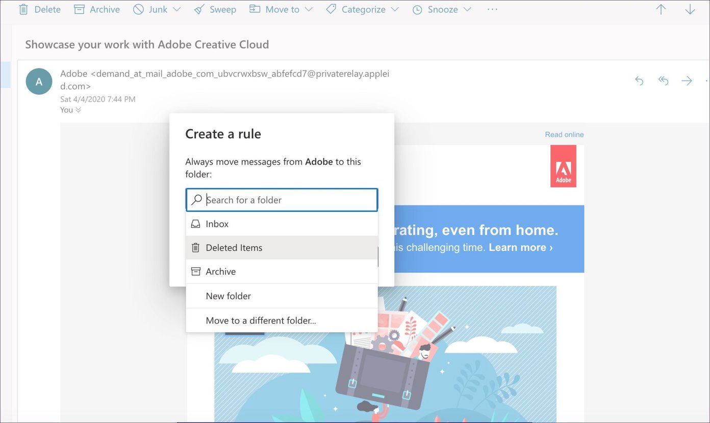 Como excluir automaticamente emails no Microsoft Outlook
