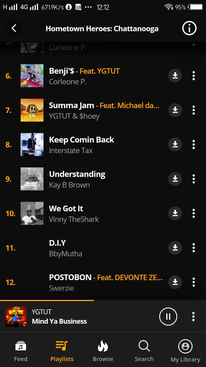 Interface do usuário do Audiomack