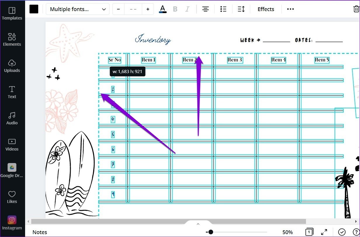 Como criar e personalizar tabelas no Canva