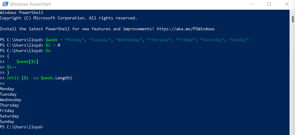 Como um PowerShell For Loop pode executar um comando várias vezes